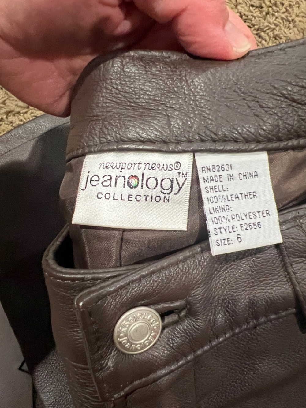 Newport News Jeanology vintage 90’s Brown Leather lined Bootcut Pants size 6 - Picture 10 of 11